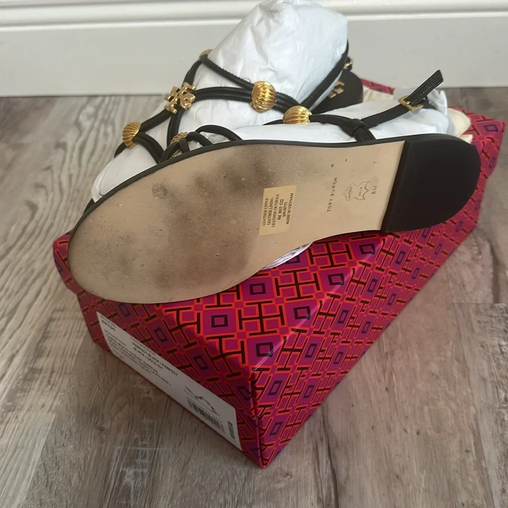 Tory Burch CAPRI MULTI STRAP SANDAL Black Size 8